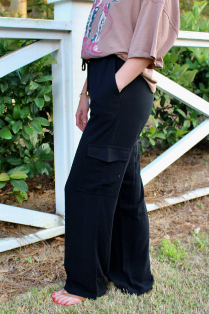 Something Extra Black Linen Pants