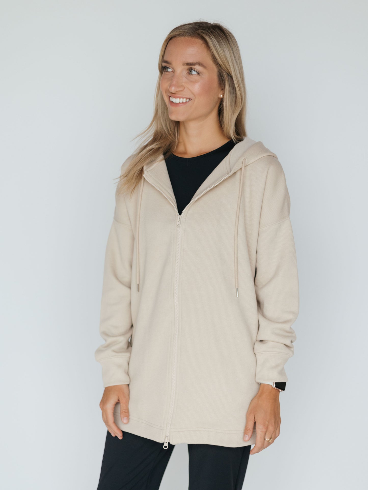 Quilted Zip-Up Hoodie