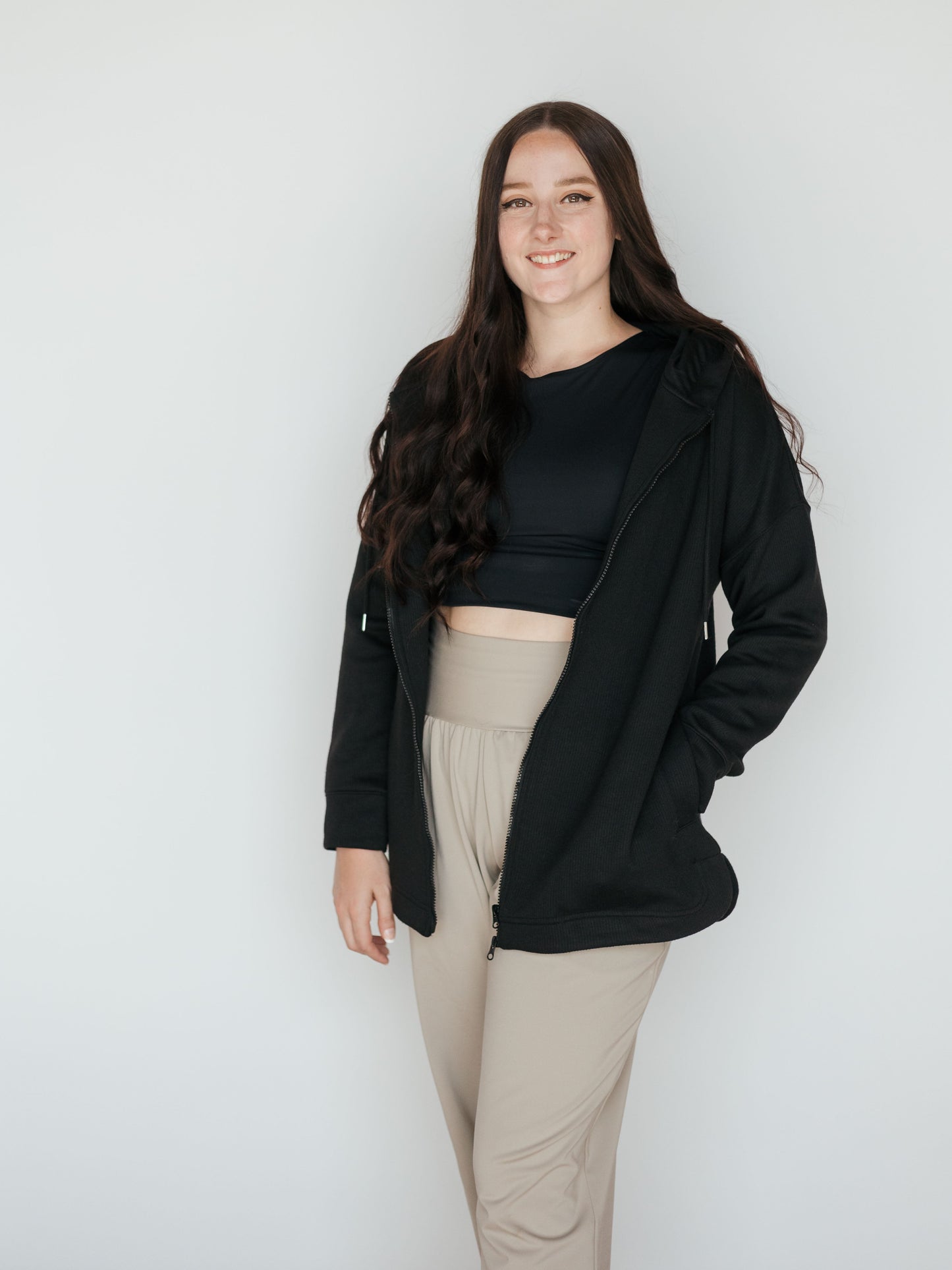 Quilted Zip-Up Hoodie