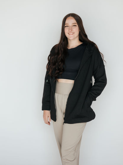Quilted Zip-Up Hoodie