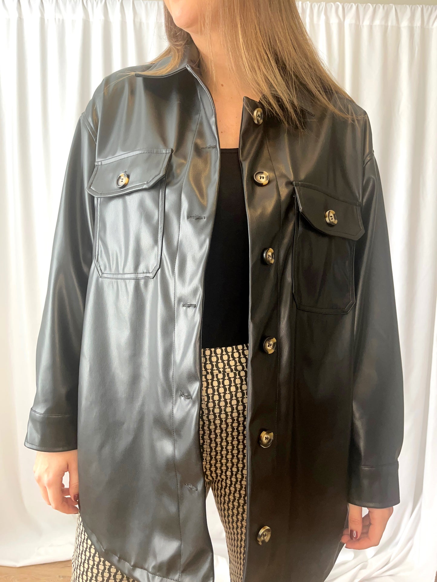Oversized Leather Shacket