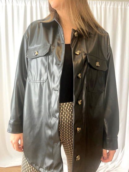 Oversized Leather Shacket