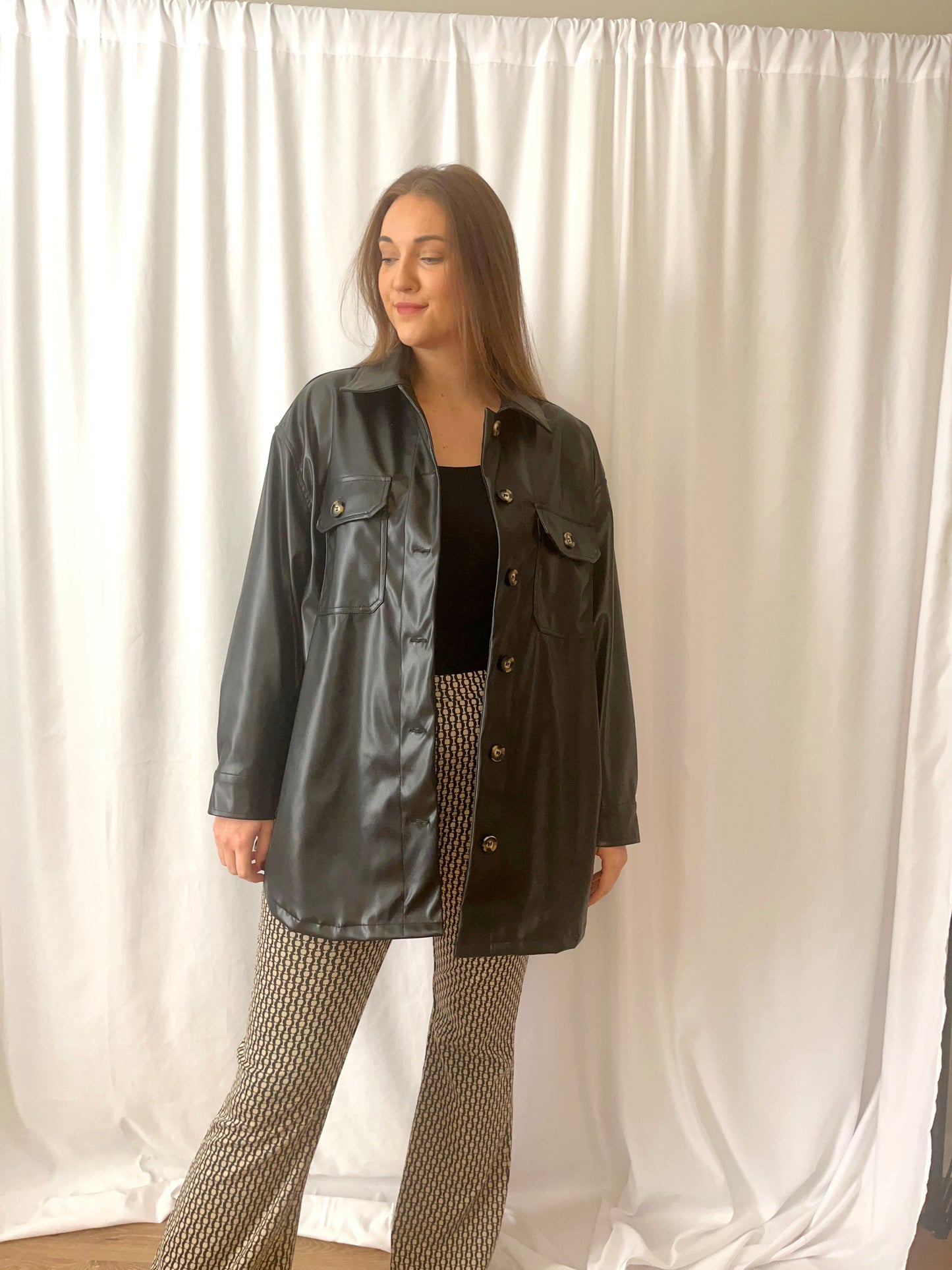 Oversized Leather Shacket