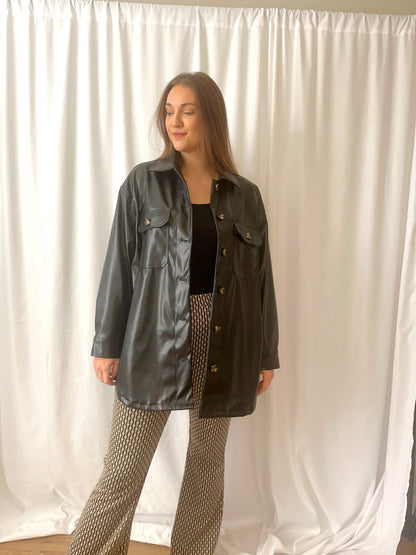 Oversized Leather Shacket