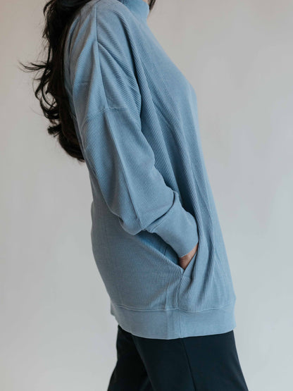 Dolman Waffled Mock Neck