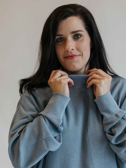 Dolman Waffled Mock Neck
