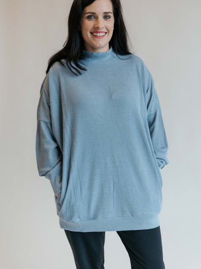 Dolman Waffled Mock Neck