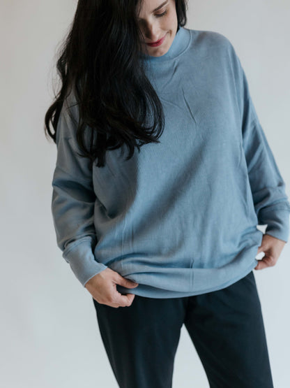 Dolman Waffled Mock Neck