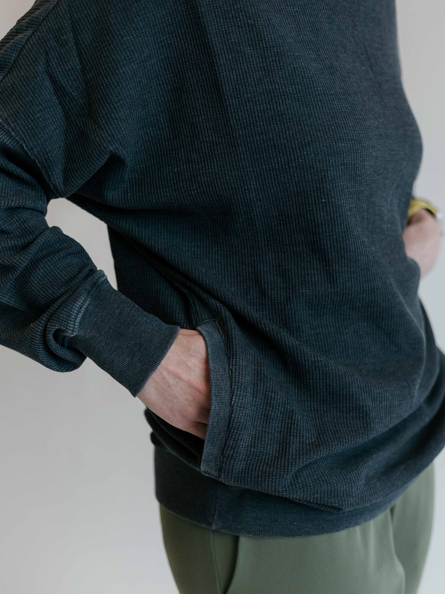 Dolman Waffled Mock Neck