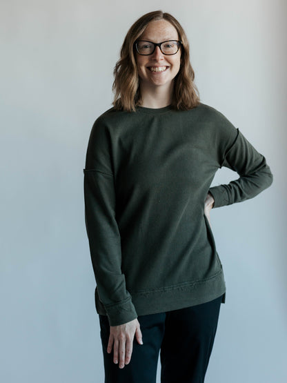 Waffle-Knit Pullover With Side Slits