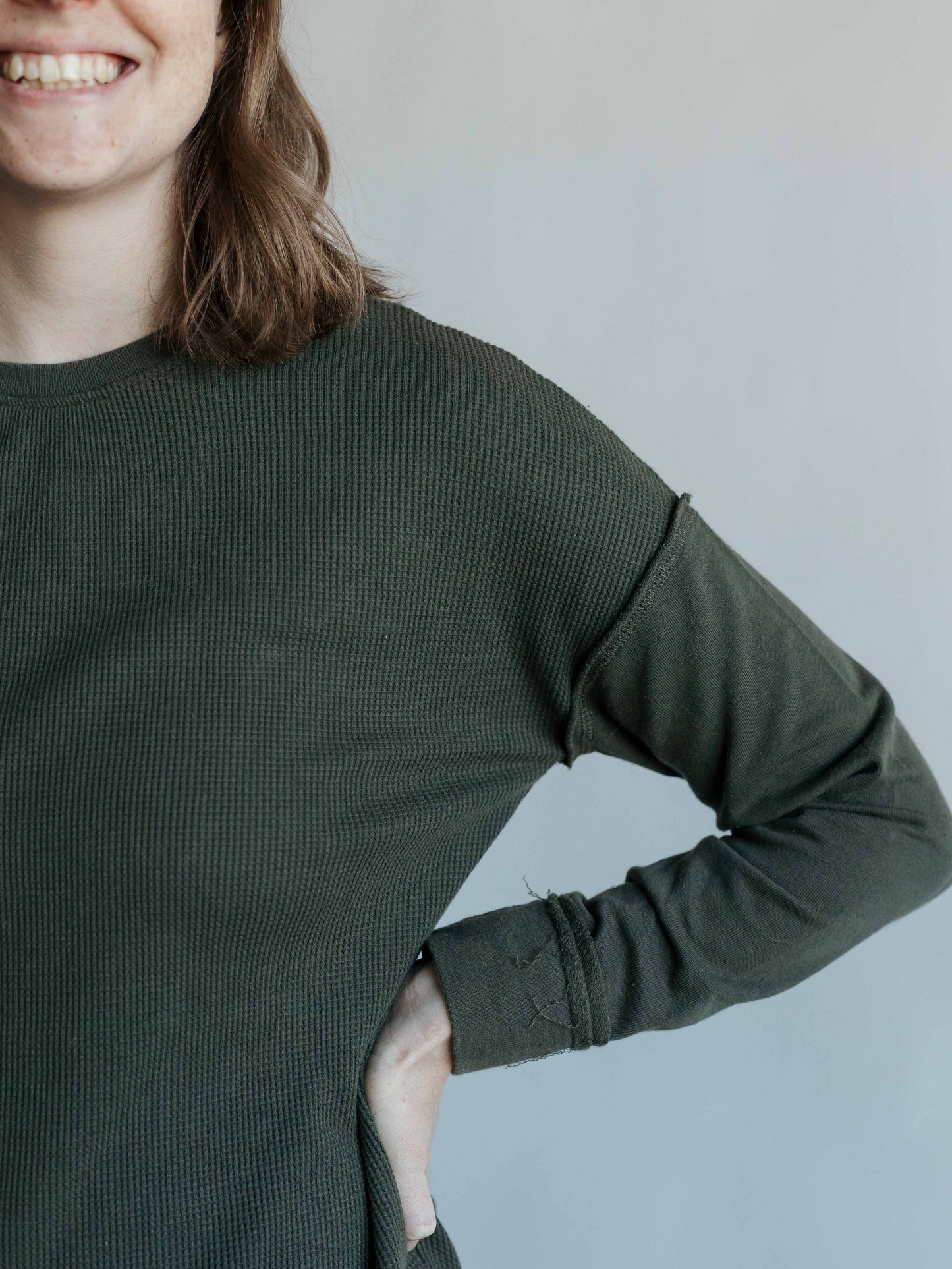 Waffle-Knit Pullover With Side Slits
