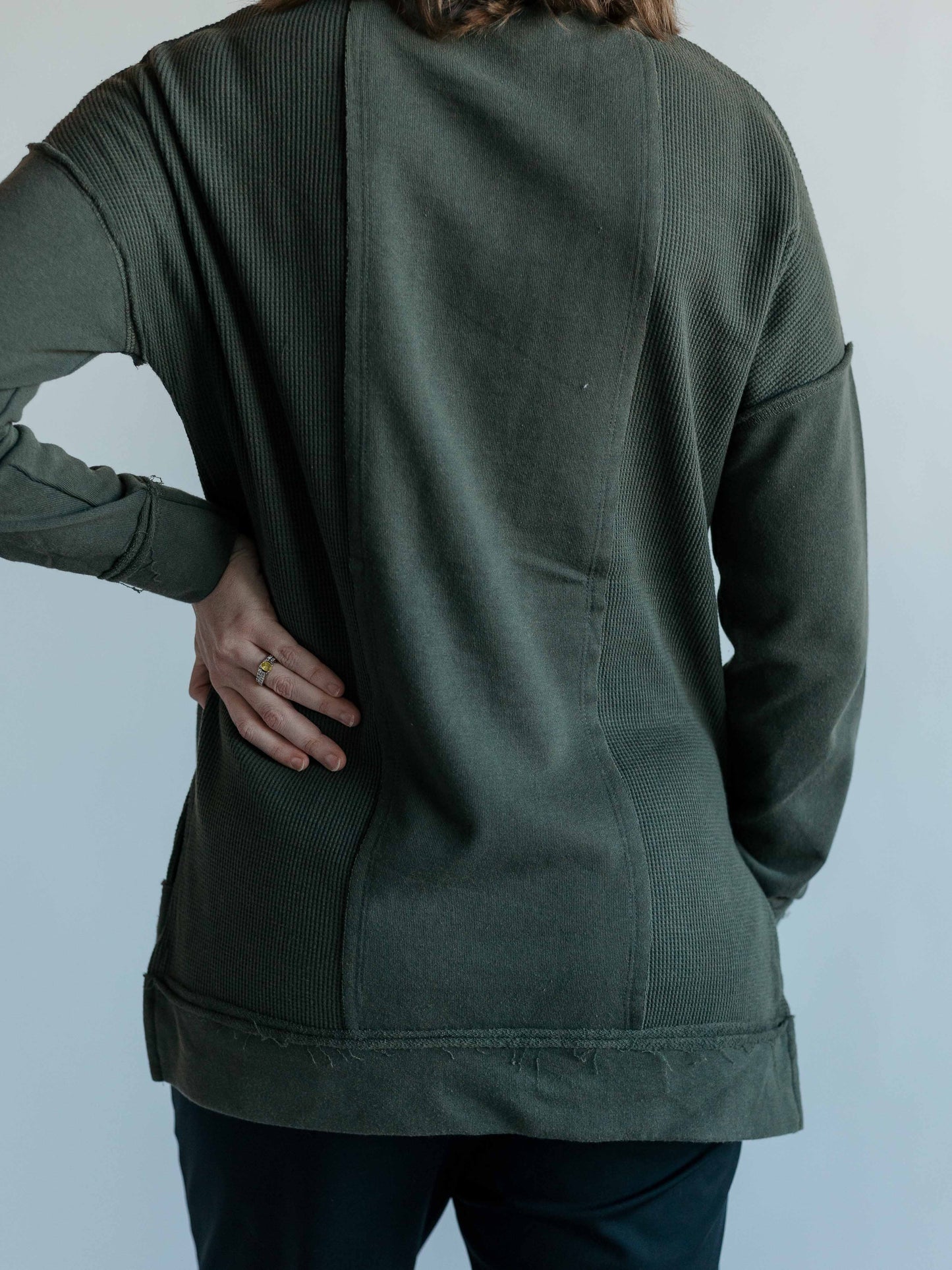 Waffle-Knit Pullover With Side Slits