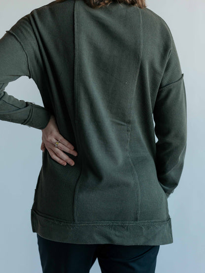 Waffle-Knit Pullover With Side Slits