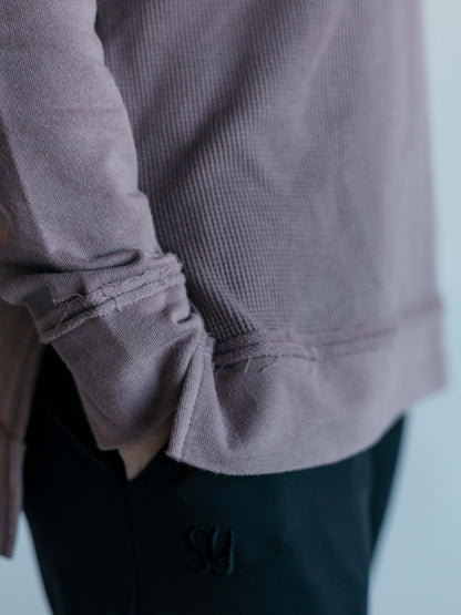 Waffle-Knit Pullover With Side Slits