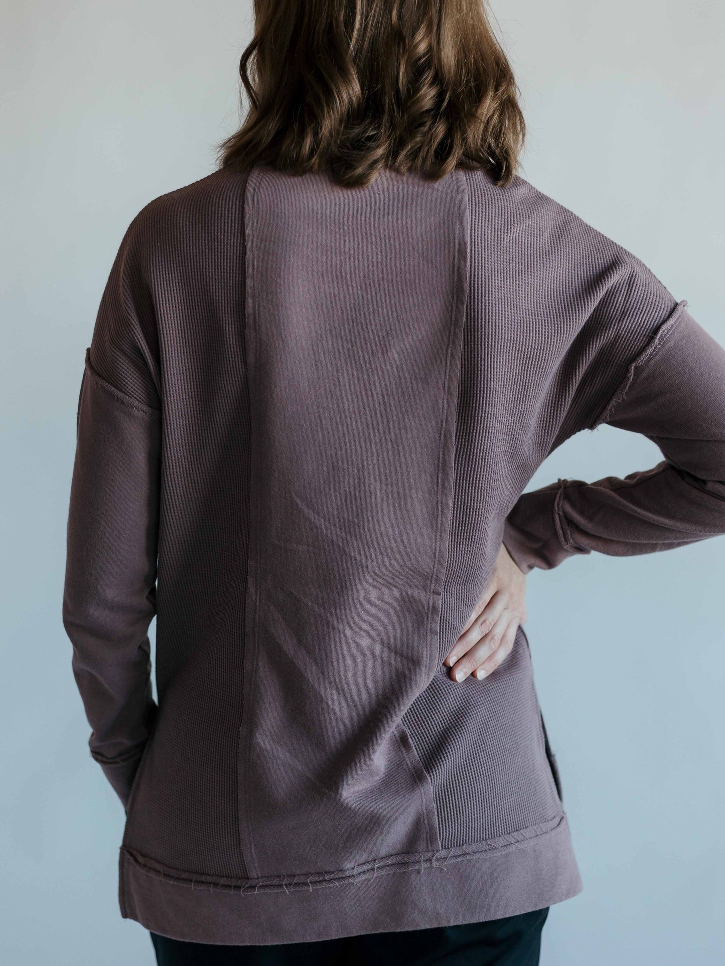 Waffle-Knit Pullover With Side Slits