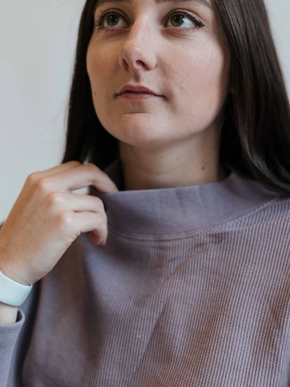 Dolman Waffled Mock Neck