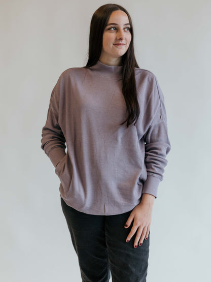 Dolman Waffled Mock Neck