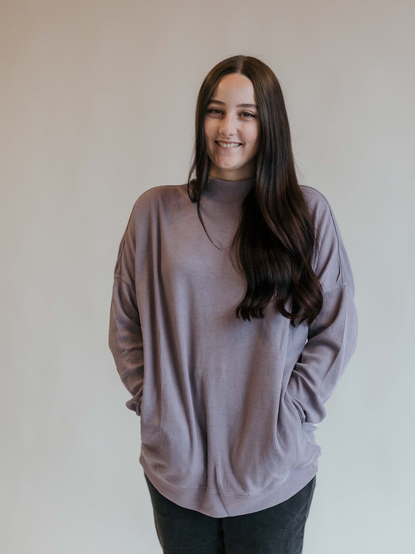Dolman Waffled Mock Neck
