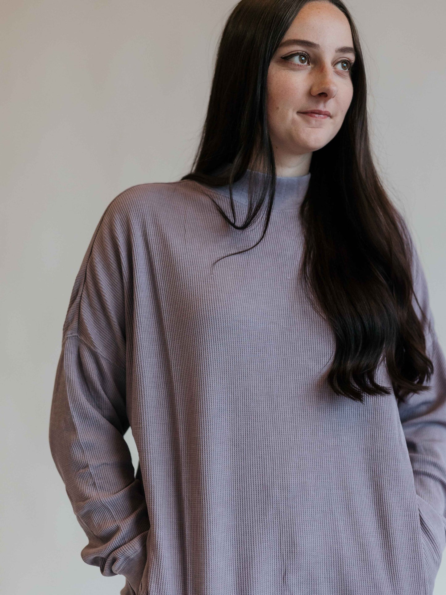 Dolman Waffled Mock Neck